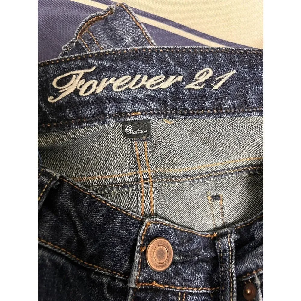 Forever 21 Jeans Womens Size 28 Blue Skinny Leg Stretch Dark Wash Mid Rise BQL-C